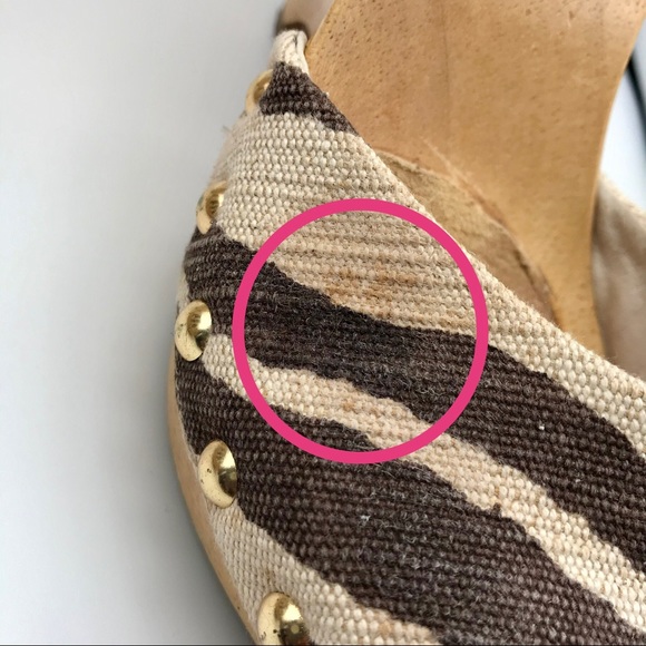 Michael Kors Wooden Wedge Zebra/Animal Print Sandal Size 7.5 in Brown/Beige - Picture 6 of 13